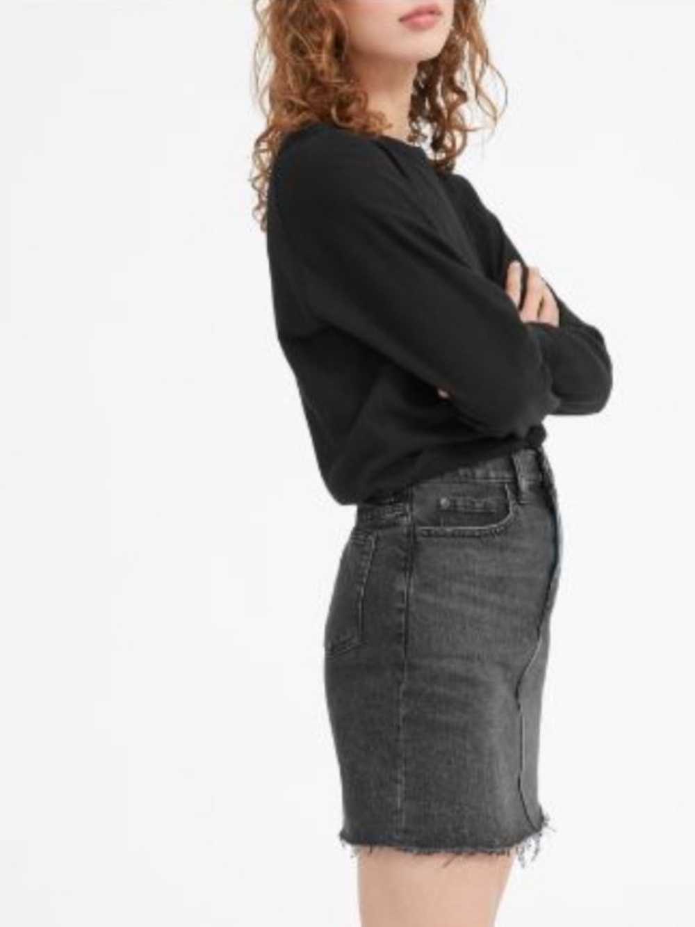 Everlane Washed Black Denim Mini Skirt - Picture 2 of 6